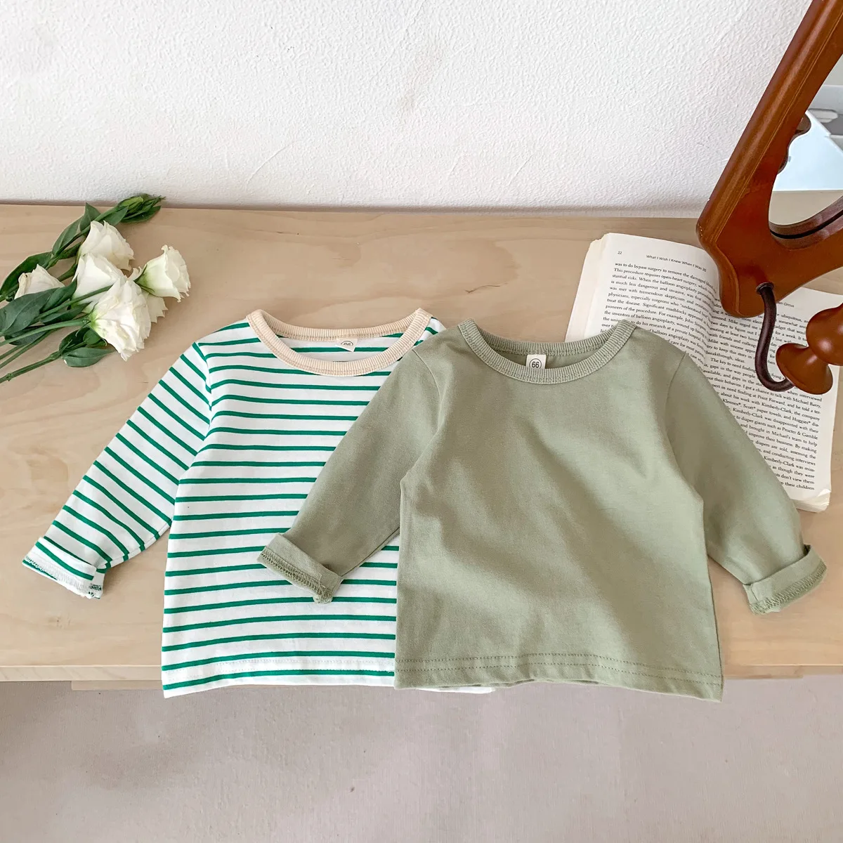 Infant Newborn Girls Boys Autumn Full Sleeve Striped Top Tees Kids Baby Casual Bottoming Shirts Toddler T-shirts Cotton Clothing thumbnail 4