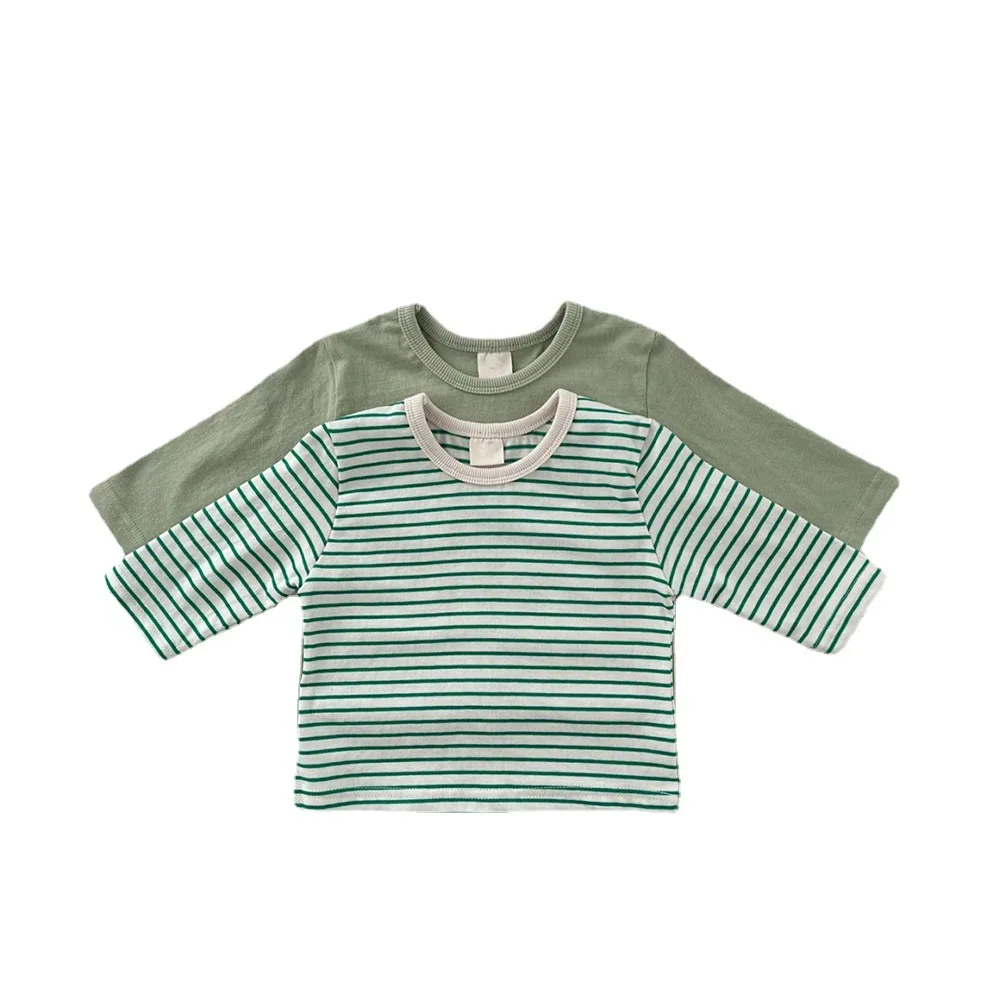 Infant Newborn Girls Boys Autumn Full Sleeve Striped Top Tees Kids Baby Casual Bottoming Shirts Toddler T-shirts Cotton Clothing thumbnail 6