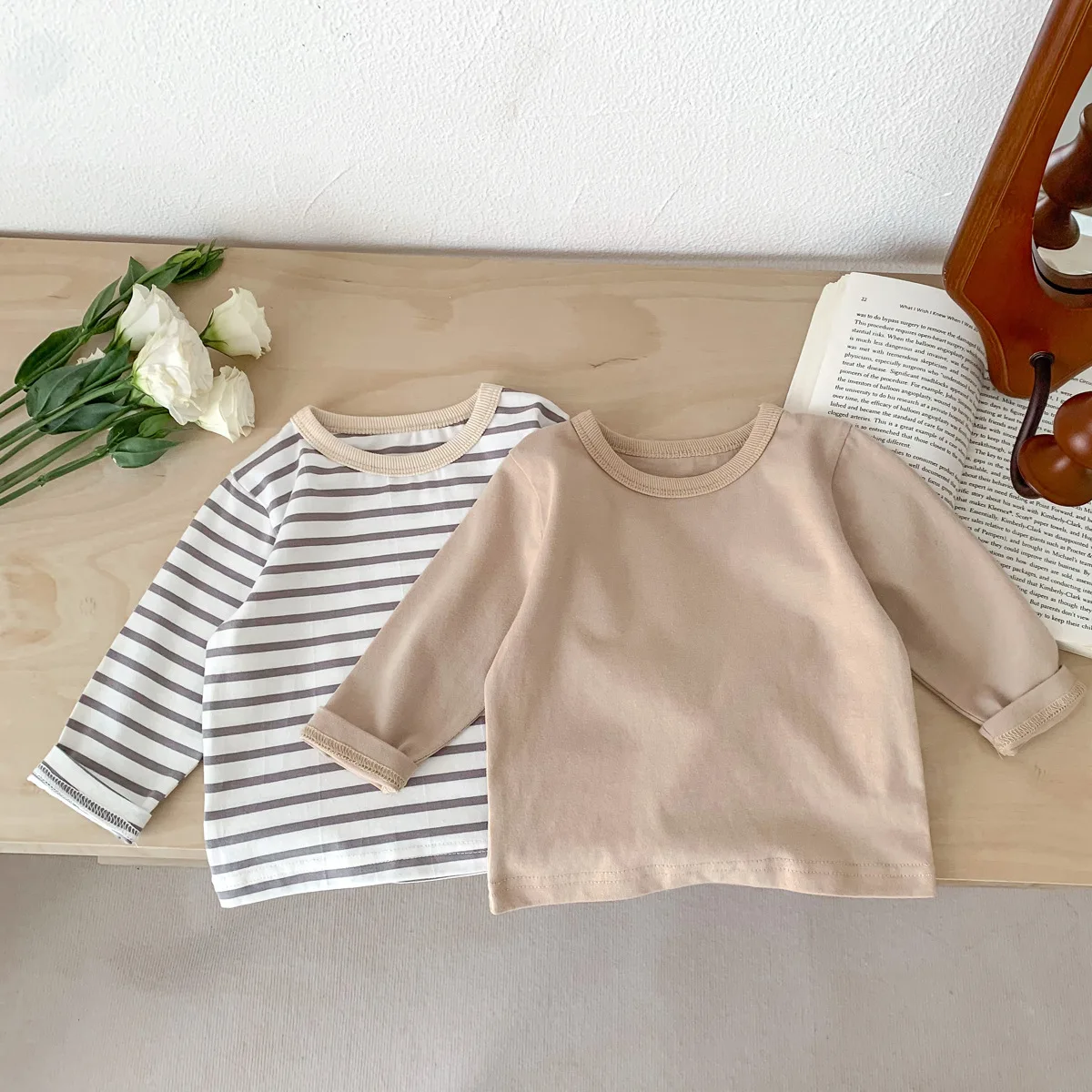 Infant Newborn Girls Boys Autumn Full Sleeve Striped Top Tees Kids Baby Casual Bottoming Shirts Toddler T-shirts Cotton Clothing thumbnail 3