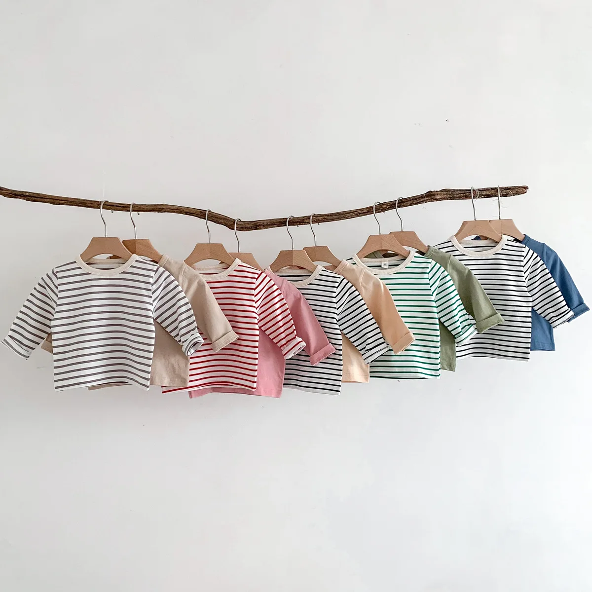 Infant Newborn Girls Boys Autumn Full Sleeve Striped Top Tees Kids Baby Casual Bottoming Shirts Toddler T-shirts Cotton Clothing thumbnail 2