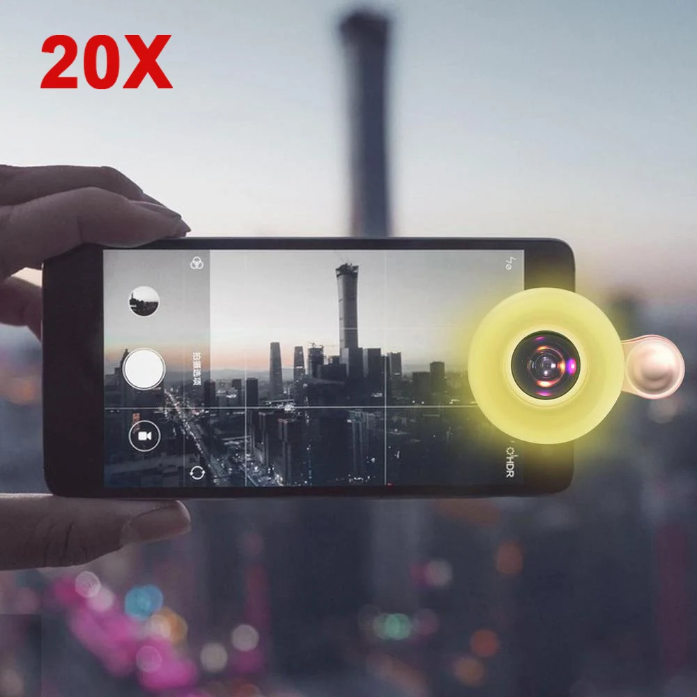 Macro Lens for Mobile 20X Fill Ring Light Selfie Live Lamp Camera Lens with LED Universal Flash Smartphone Portable Light Clip thumbnail 4