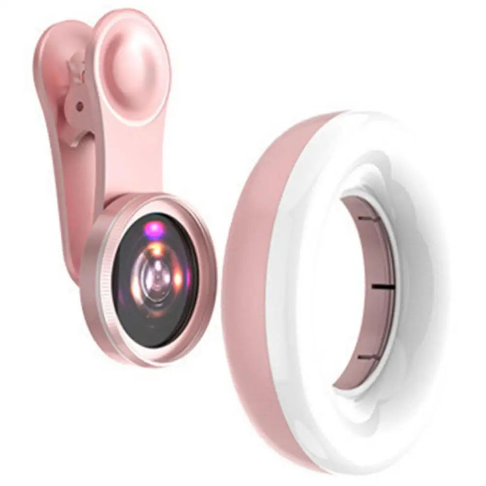 Macro Lens for Mobile 20X Fill Ring Light Selfie Live Lamp Camera Lens with LED Universal Flash Smartphone Portable Light Clip thumbnail 2