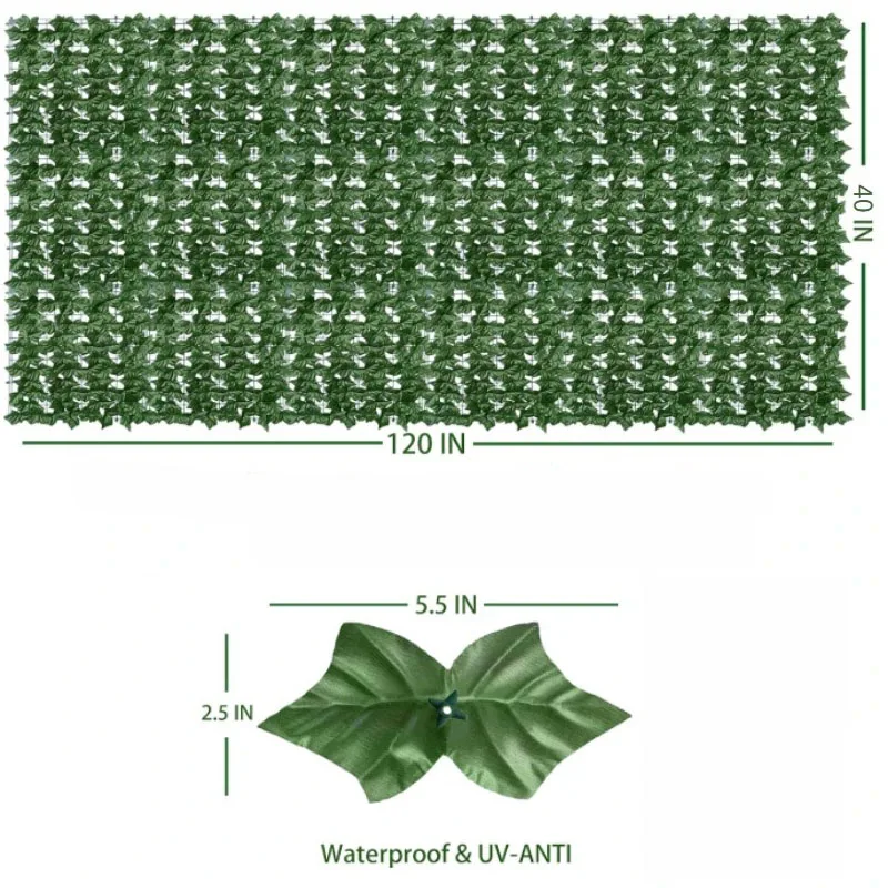 100X300cm Artificial Ivy Fence Plant Grass Wall Panel Faux Green Leaf Hedge Privacy  Screen Outdoor Home Garden Balcony Decor thumbnail 2