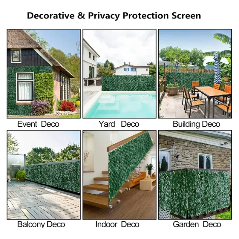 100X300cm Artificial Ivy Fence Plant Grass Wall Panel Faux Green Leaf Hedge Privacy  Screen Outdoor Home Garden Balcony Decor thumbnail 6