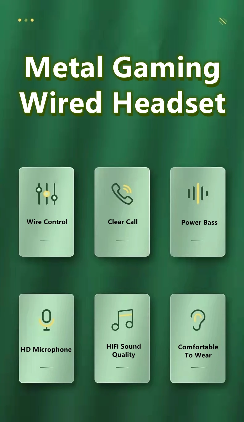 Gamer Wired Headphones Gaming Wired Earphone Metal HiFi Bass Stereo 3.5mm Earphone Earbud For Phone Computer Mic L Jack Magnetic thumbnail 6
