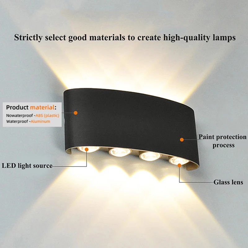 LED Wall Sconces Modern Indoor Outdoor Lamp, White Up Down Wall Mount Lights for Living Room Hallway Bedroom Decor thumbnail 2