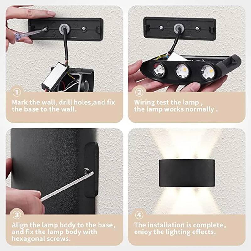 LED Wall Sconces Modern Indoor Outdoor Lamp, White Up Down Wall Mount Lights for Living Room Hallway Bedroom Decor thumbnail 4