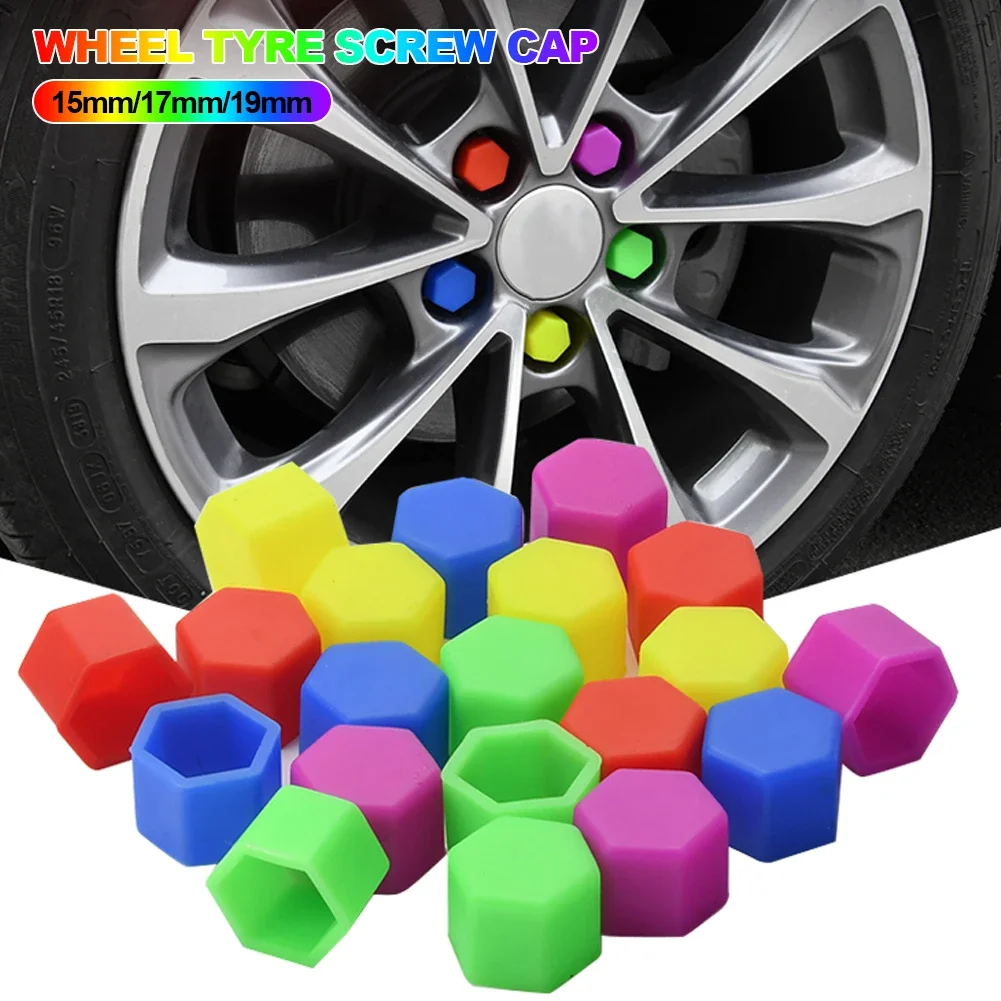 20Pcs 15/17/19/21mm Noctilucent Car Wheel Caps Bolts Anti Rust Covers Nuts Silicone Auto Wheel Hub Protectors Screw Cap