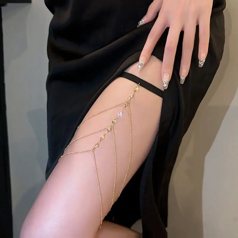 Bohemian Elastic Band Leg Thigh Chain Women Beach Sexy Long Tassel Multilayer Adjustable Body Jewelry Dress Decorate Unisex thumbnail 4
