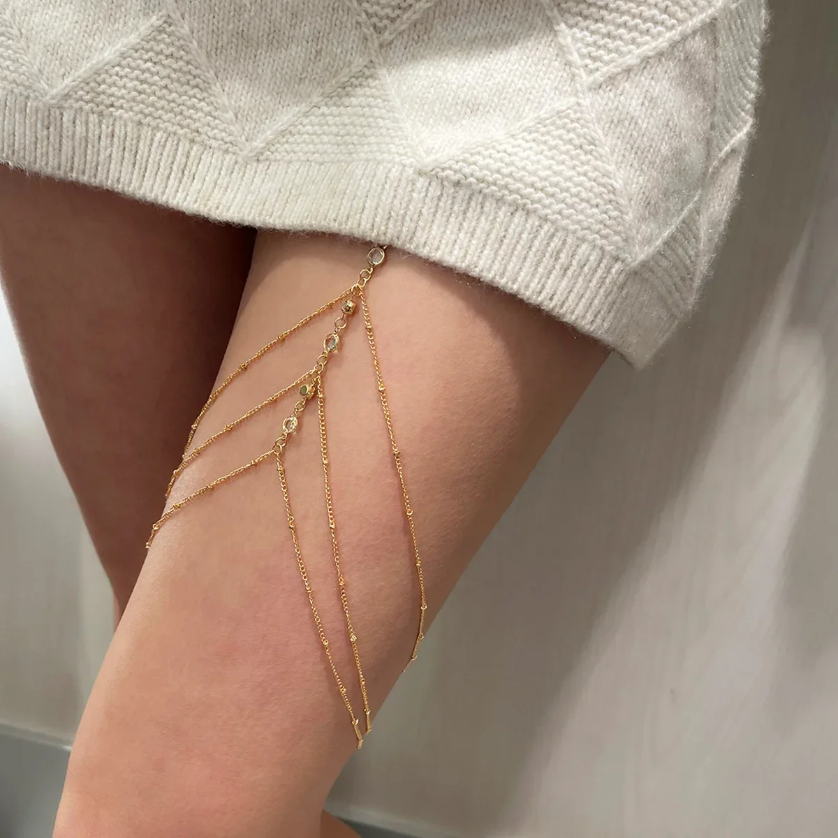 Bohemian Elastic Band Leg Thigh Chain Women Beach Sexy Long Tassel Multilayer Adjustable Body Jewelry Dress Decorate Unisex thumbnail 3