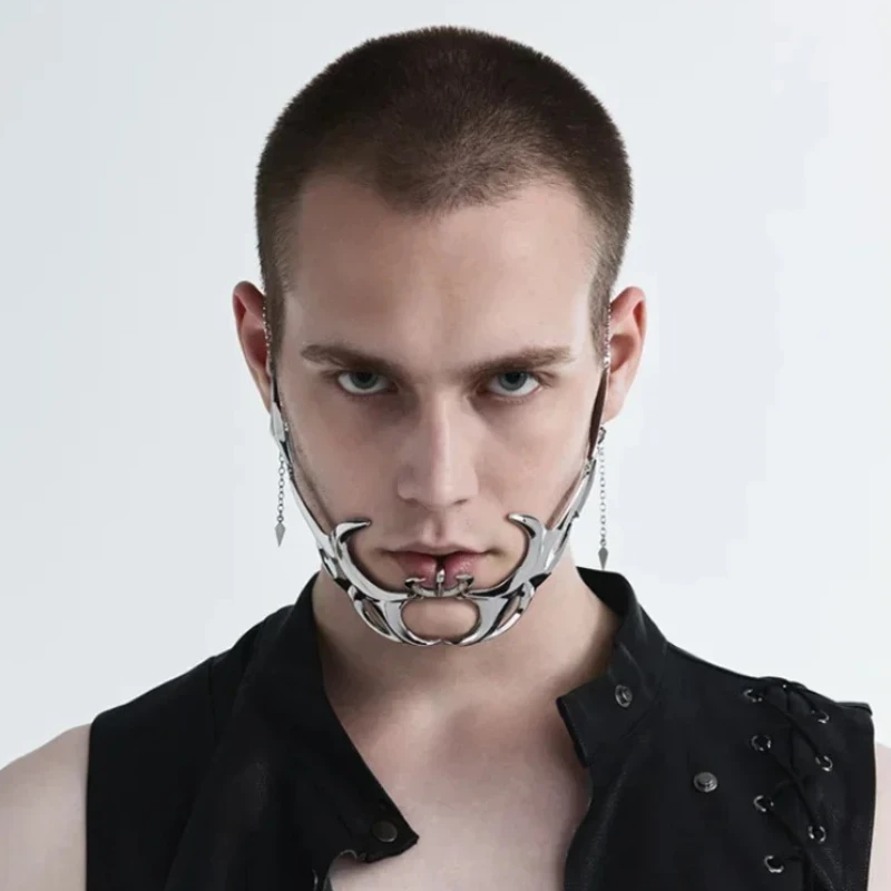 Fashion Gothic Mask  Cyber Punk Liquid Irregular Silver Color Hollow Women Men Party Individuation Individual Jewelry Accessory thumbnail 3