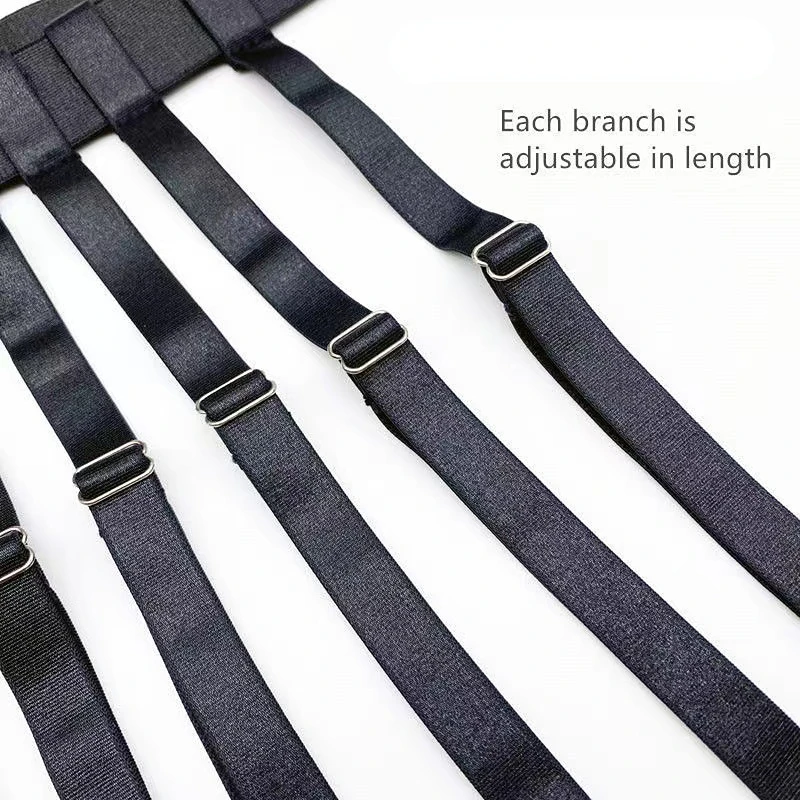 Black Simplicity Sexy Garter Belt for Women Thigh High Stockings Adjustable Elastic Leg Sock Suspenders Belt 4/6 Metal Clips thumbnail 4