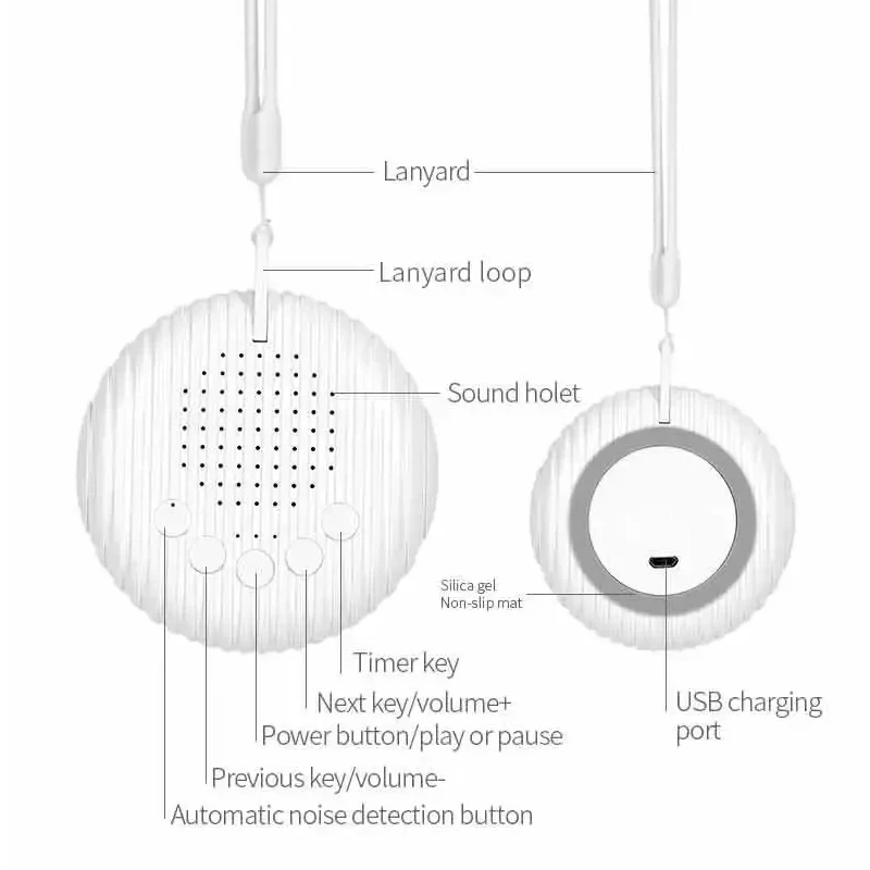 White Noise Sound Machine Portable Baby Sleep Machine 10 Soothing Sounds Volume Adjustable Built-in Rechargeable Battery USB thumbnail 6