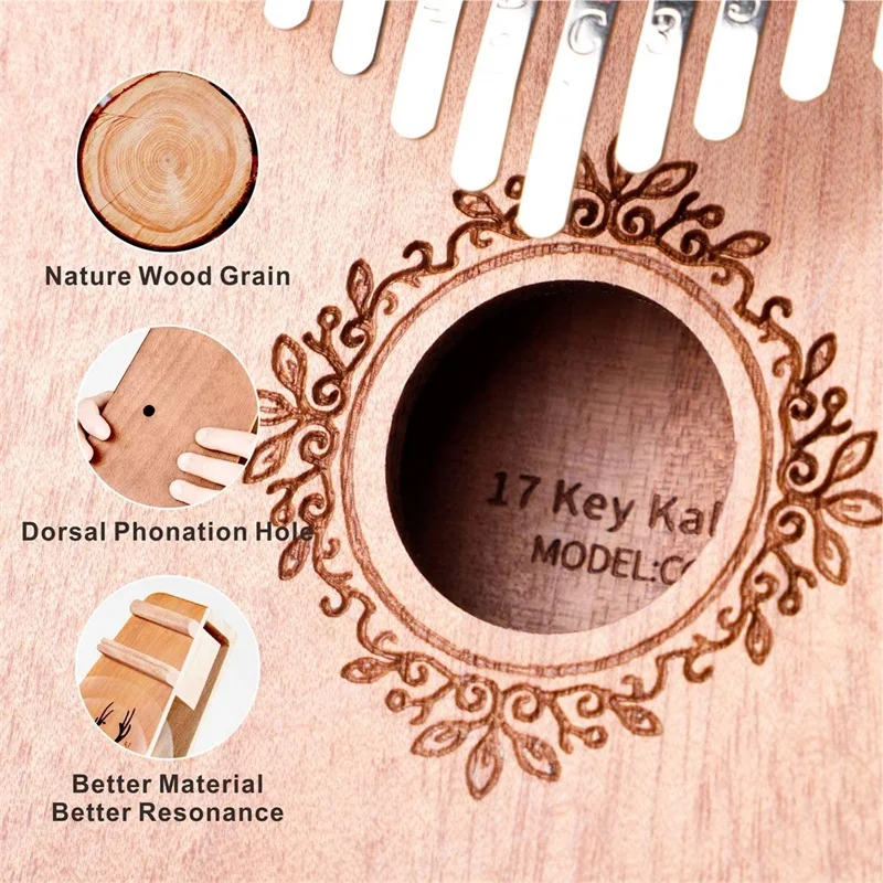 Kalimba music instrument Thumb Piano 17 Keys Mahogany Wood Finger Piano Combinations Gifts for Kids Portable Mbira Finger Piano thumbnail 3