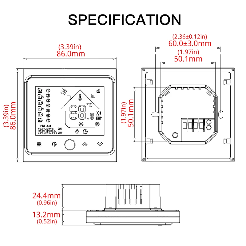 Qiumi Wifi Thermostat Temperature Controller Intelligent Air Conditioning Programmable Temperature Controller with 4-tube thumbnail 4