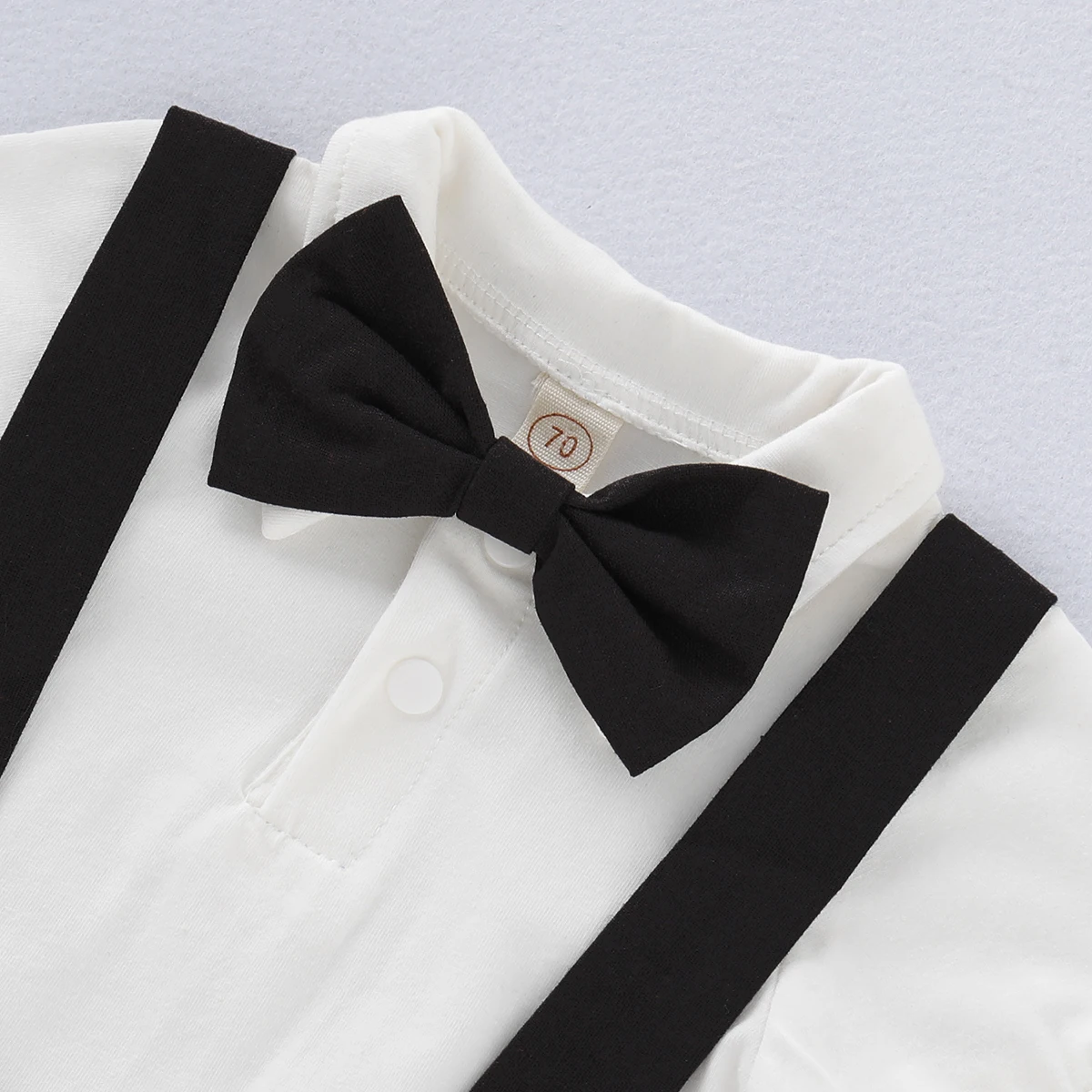 Mini Gentleman Outfit Newborn Baby Boy Formal Costumes Short Sleeve Shirt With Bow + Romper Short Pants Summer Fashion 2 Pcs Set thumbnail 3