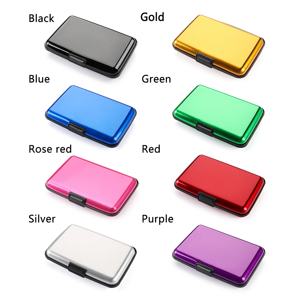 6 Card Slot RFID Blocking Credit Card Holder Men Women Coin Purse Aluminum Metal Waterproof Anti-Theft Wallet Business Card Case thumbnail 6