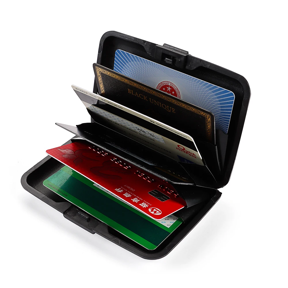 6 Card Slot RFID Blocking Credit Card Holder Men Women Coin Purse Aluminum Metal Waterproof Anti-Theft Wallet Business Card Case thumbnail 4