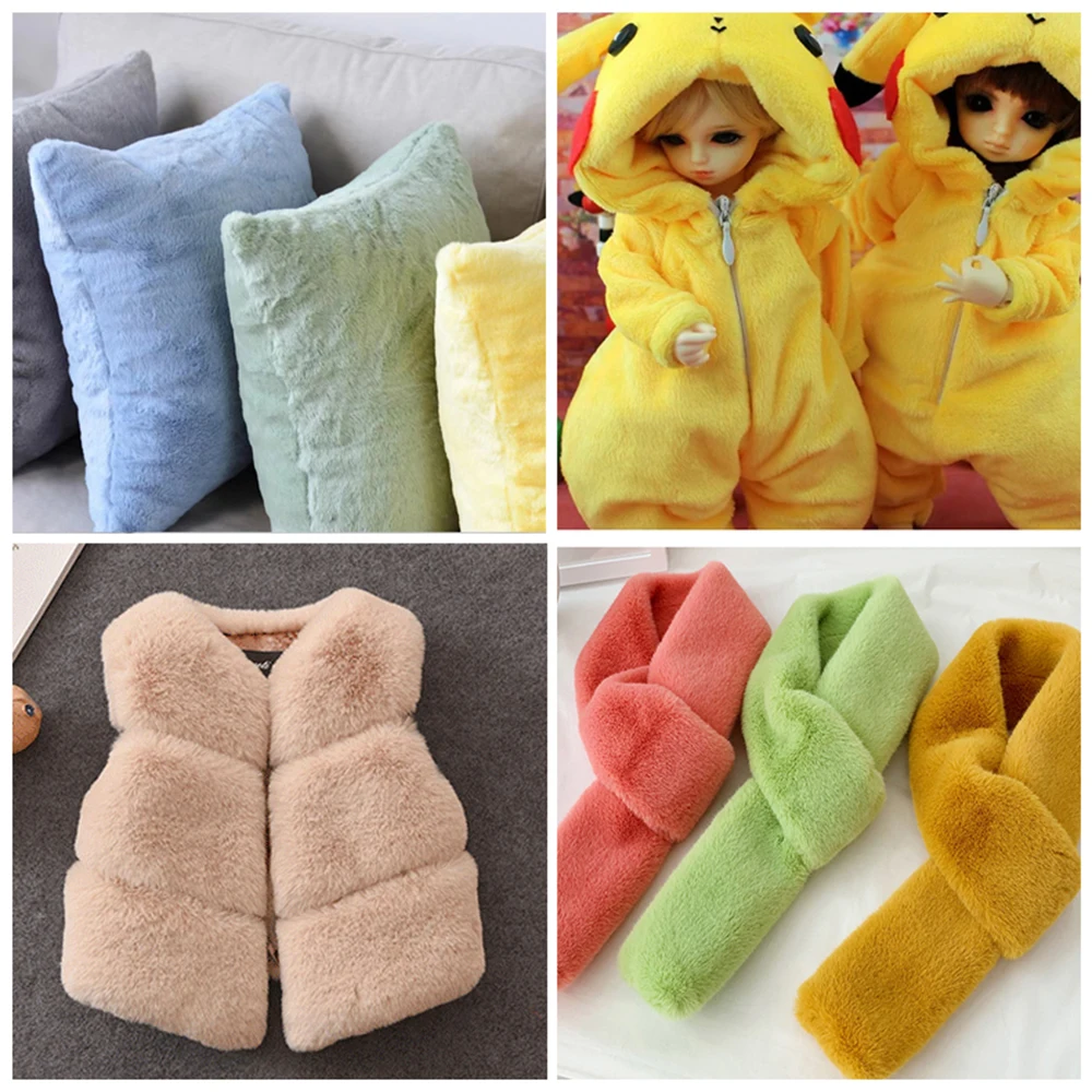 DIY 5MM Plush Fabric Encryption Thickening fabric solid Solf Atrtificial Fur Patchwork bags Doll clothing Decoration material thumbnail 6