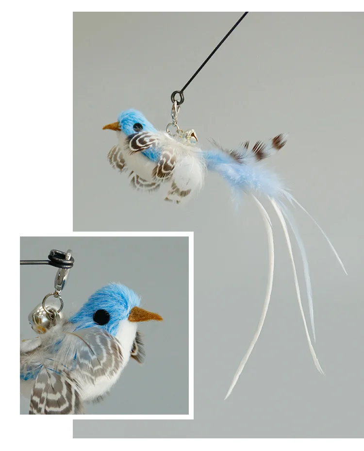 Handfree Bird/Feather Cat Wand with Bell Powerful Suction Cup Interactive Toys for Cats Kitten Hunting Exercise Pet Products thumbnail 5