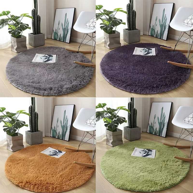 Plush round carpet living Room Decoration Children's Bedroom fluffy white carpet non-slip blanket bedside design Room play mat thumbnail 6