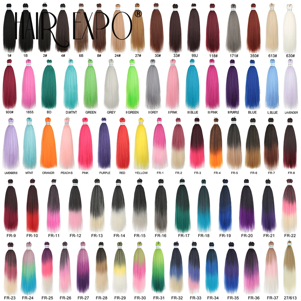 26Inch Easy Braids Hair Synthetic Colourful Pre Stretched Braiding Hair Extensions Jumbo Braids Ombre Yaki Long Straight Hair thumbnail 3