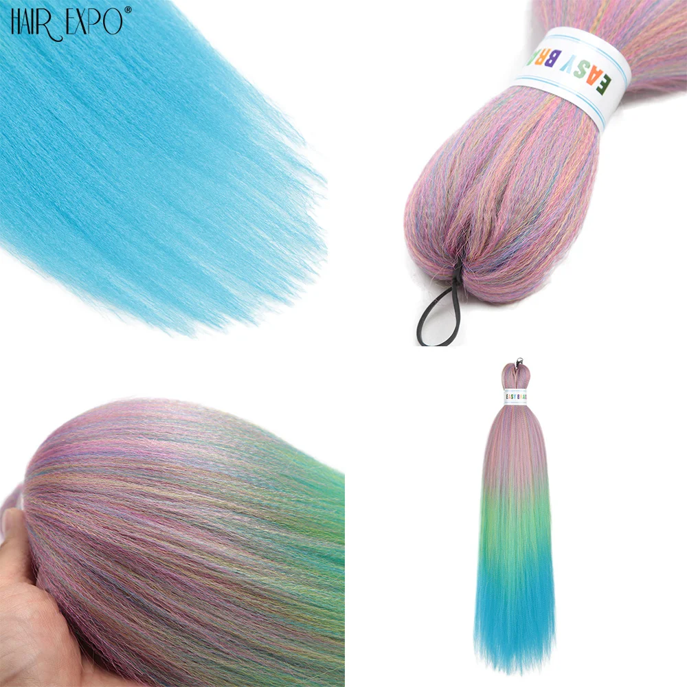 26Inch Easy Braids Hair Synthetic Colourful Pre Stretched Braiding Hair Extensions Jumbo Braids Ombre Yaki Long Straight Hair thumbnail 6