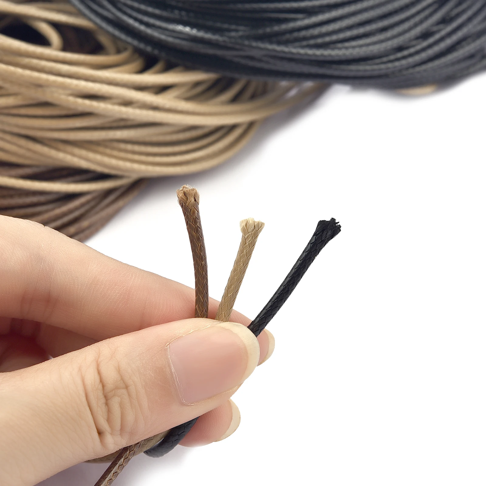 1-3mm 5M/Bag Round waxed cord Necklace Waxed Cords DIY Jewelry Handchain Making Accessories Waxed-Cords Luggage Hanging Tag Rope thumbnail 3
