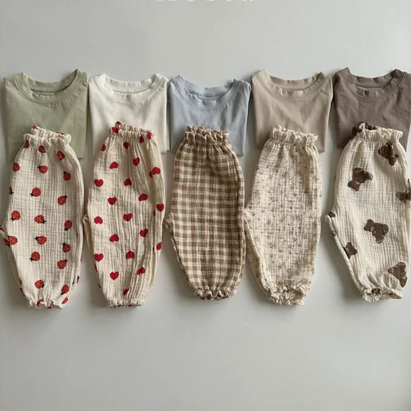 Organic Cotton Baby Pants Newborn Toddlers Autumn Spring Summer Winter Cute Print Soft Muslin Clothes Pants Pantalons Capris thumbnail 2