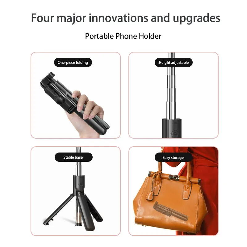 Bluetooth Wireless Selfie Stick Mini Tripod Extendable Monopod Remote Shutter For iPhone Samsung Xiaomi Phone Holder thumbnail 4