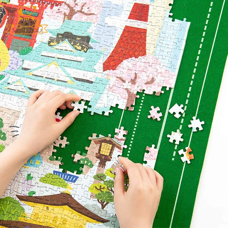 Puzzle Storage Mat 26x46 Inches Felt Holds 1500 Pieces with Pump Portable Organizer Large Jigsaw Toy Accessory Adults Kids Gift thumbnail 2