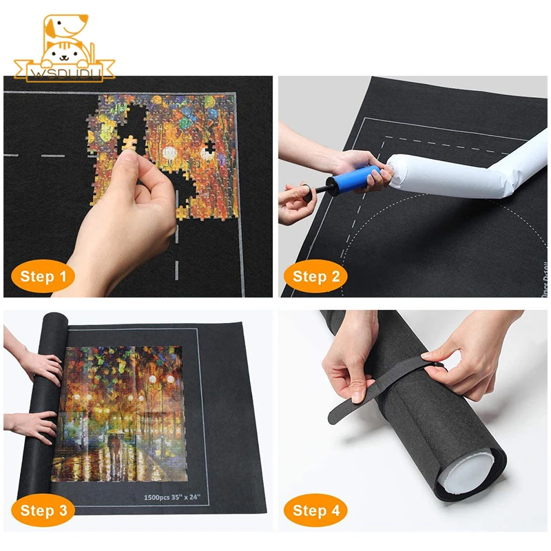 Puzzle Storage Mat 26x46 Inches Felt Holds 1500 Pieces with Pump Portable Organizer Large Jigsaw Toy Accessory Adults Kids Gift thumbnail 5