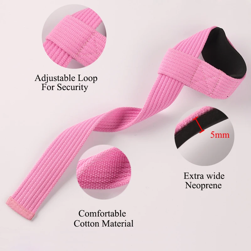 Cotton Weightlifting Straps, Strength Training Power Lifting Strap,Adjustable,Non-slip,Gym Fitness,Sports Grip Band thumbnail 4
