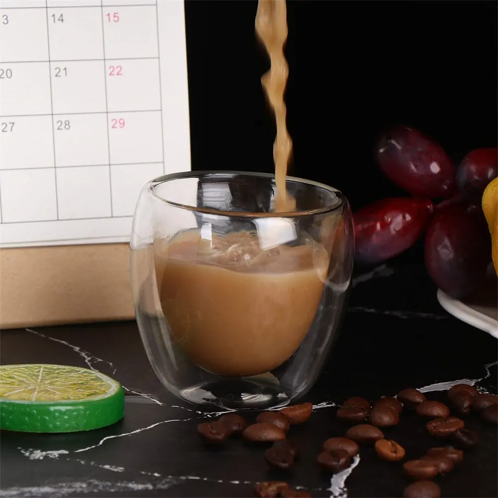 5 Sizes 6 Pack Clear Double Wall Glass Coffee Mugs Insulated Layer Cups Set for Bar Tea Milk Juice Water Espresso Shot Glass thumbnail 3