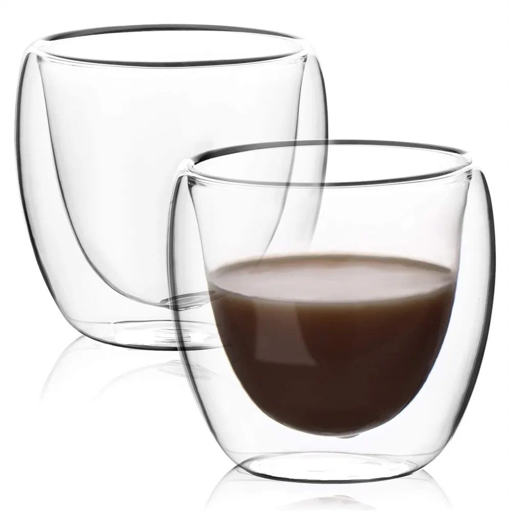 5 Sizes 6 Pack Clear Double Wall Glass Coffee Mugs Insulated Layer Cups Set for Bar Tea Milk Juice Water Espresso Shot Glass thumbnail 2