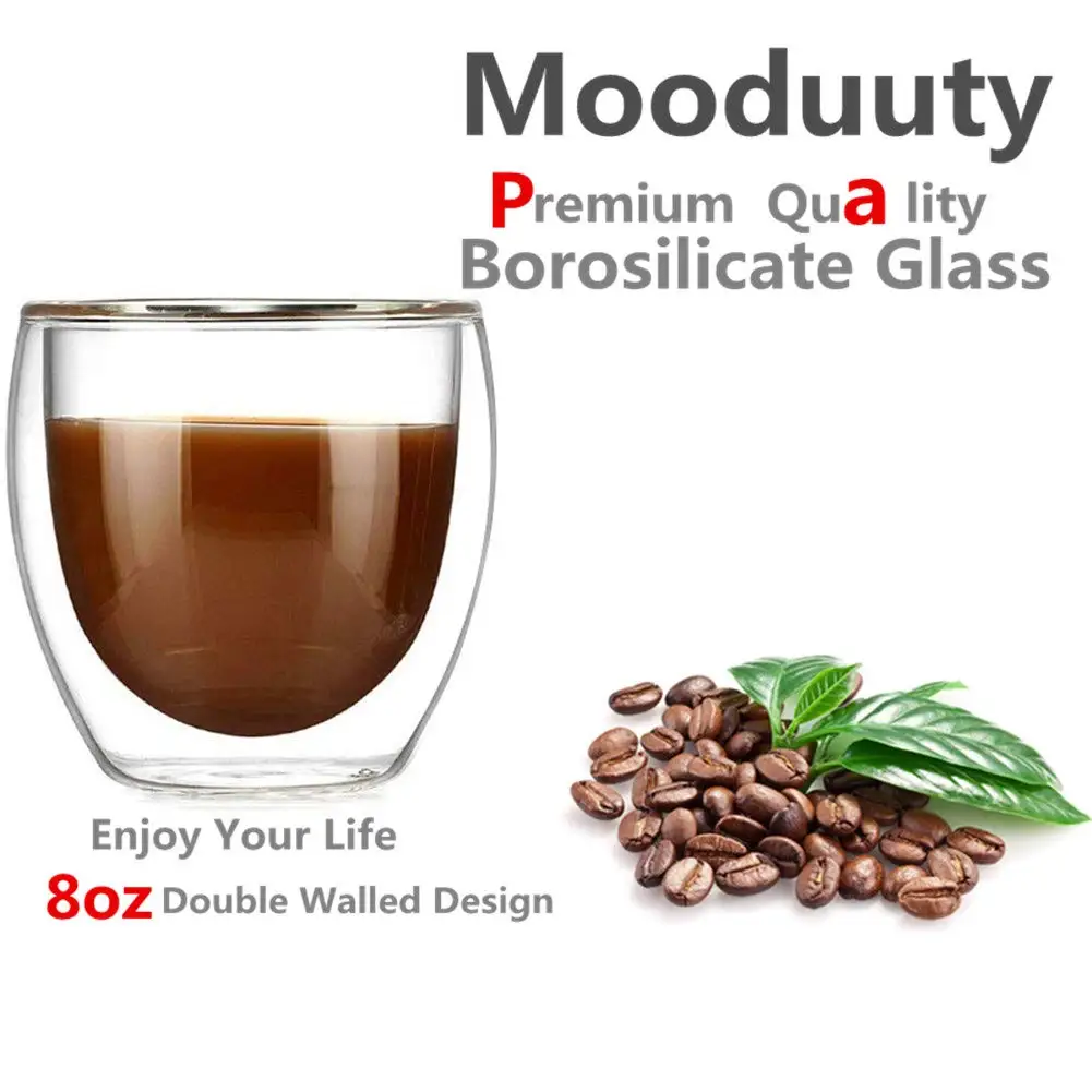5 Sizes 6 Pack Clear Double Wall Glass Coffee Mugs Insulated Layer Cups Set for Bar Tea Milk Juice Water Espresso Shot Glass thumbnail 4