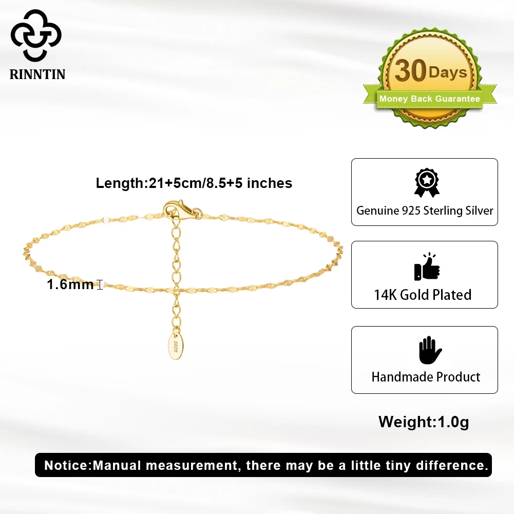 Rinntin 925 Sterling Silver Fish Lips Chain Anklet for Women Fashion Foot Bracelet Summer Sexy Silver Ankle Straps Jewelry SA33 thumbnail 2