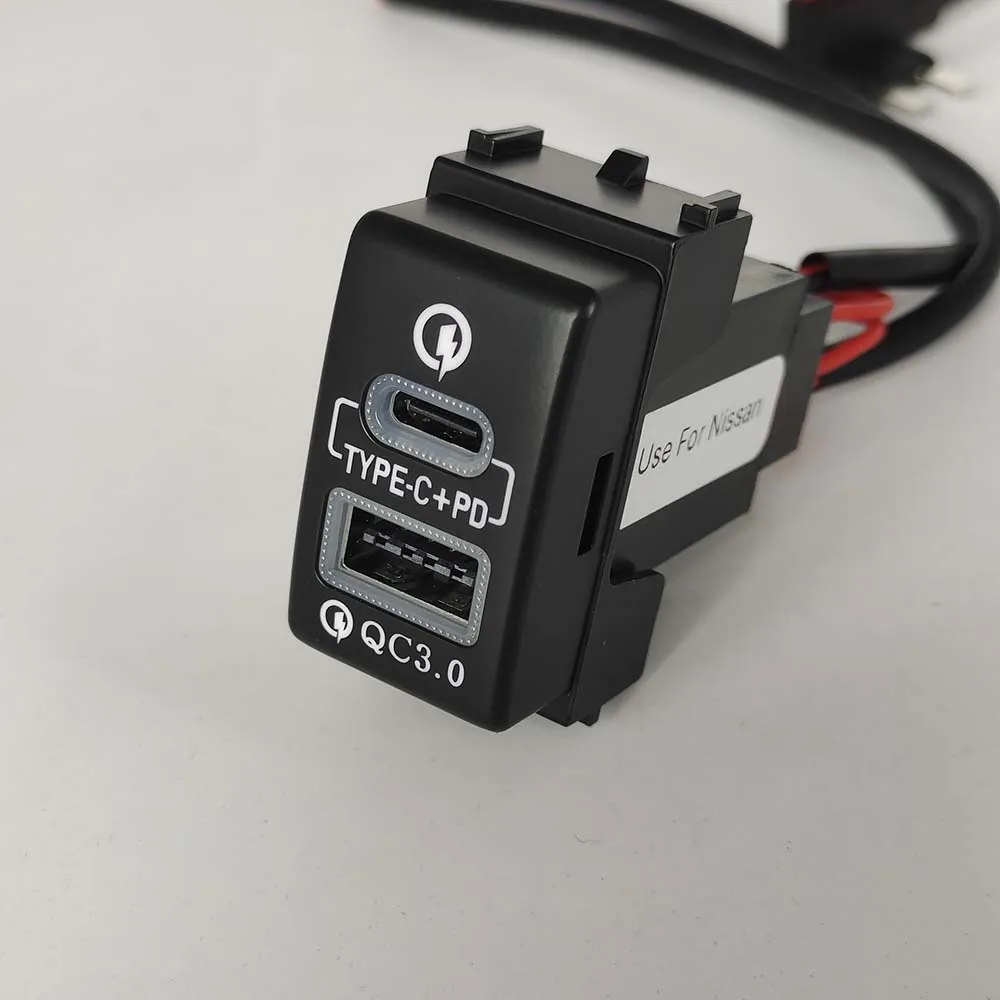 1PC Car Charger Fast Charger Type-C PD USB QC3.0 Socket Power Adapter Fit For Nissan Patrol Y62 X-TRAIL SUNNY SYLPHY Teana thumbnail 4