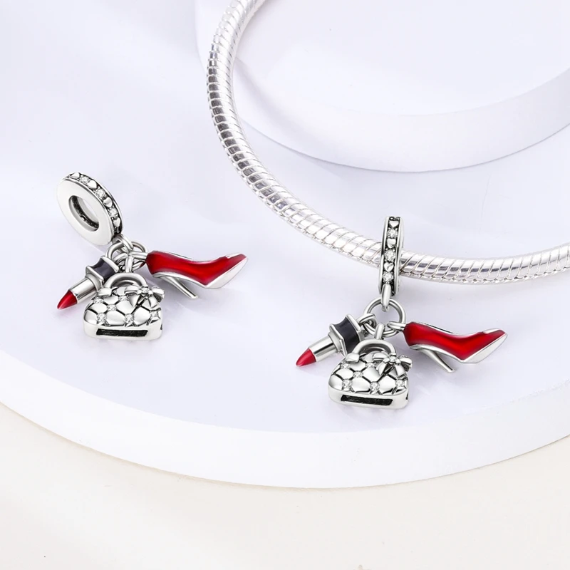 925 Sterling Silver Mother's Gift Charm Bead Mom Love Happy Family Dangle Fit Original Bangle Bracelet Necklace DIY Jewelry thumbnail 4