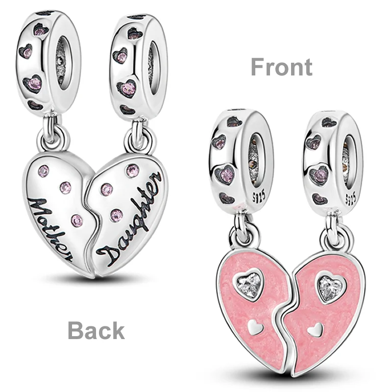 925 Sterling Silver Mother's Gift Charm Bead Mom Love Happy Family Dangle Fit Original Bangle Bracelet Necklace DIY Jewelry thumbnail 5