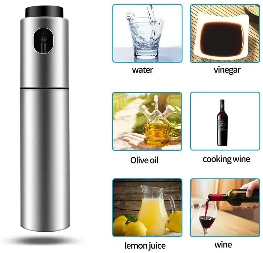 100ML 304 Stainless Steel BBQ Olive Oil Spray Diffuser For Kitchen Dispenser Bottle Squirt Container Vinegar Fuel Injection Pot thumbnail 5