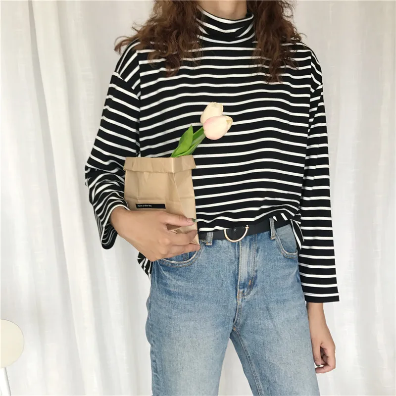 Autumn Long Sleeve Turtleneck Tops Slim Knitted Bottoming T Shirt Korean Fashion Sweater Harajuku Pullover Women Clothing Jumper thumbnail 6