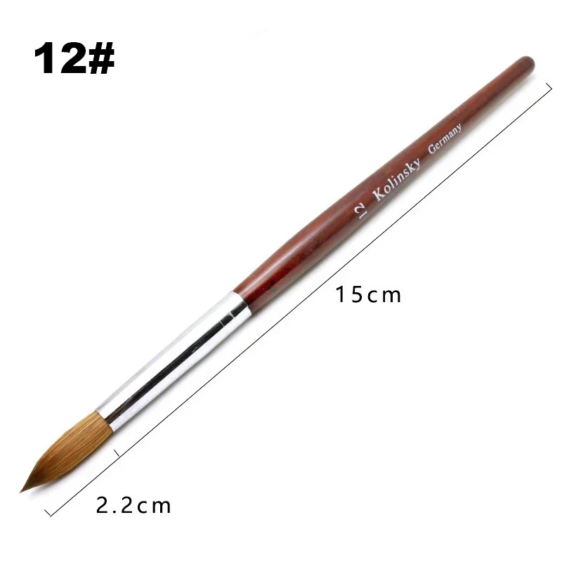 Kolinsky Acrylic Nail Art Brush Wood Handle Nail Art Mink Brush Gel Builder Nail Tools Manicure Brush Drawing Tools Size 8-24 thumbnail 5