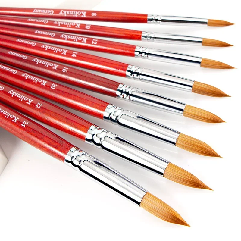 Kolinsky Acrylic Nail Art Brush Wood Handle Nail Art Mink Brush Gel Builder Nail Tools Manicure Brush Drawing Tools Size 8-24 thumbnail 4