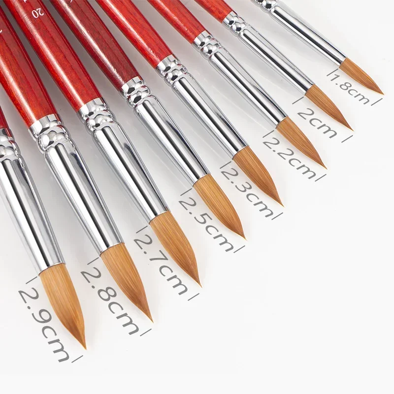 Kolinsky Acrylic Nail Art Brush Wood Handle Nail Art Mink Brush Gel Builder Nail Tools Manicure Brush Drawing Tools Size 8-24 thumbnail 3