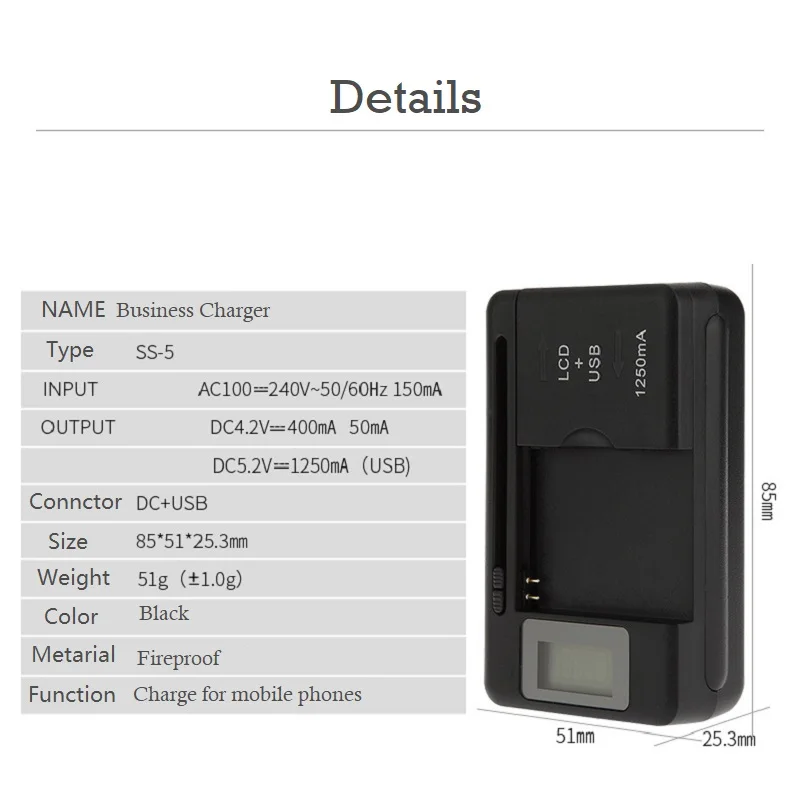 Universal Mobile Battery Charger EU US Plug LCD Indicator Screen USB-Port for Cell Phone Chargers Battery Charging thumbnail 3