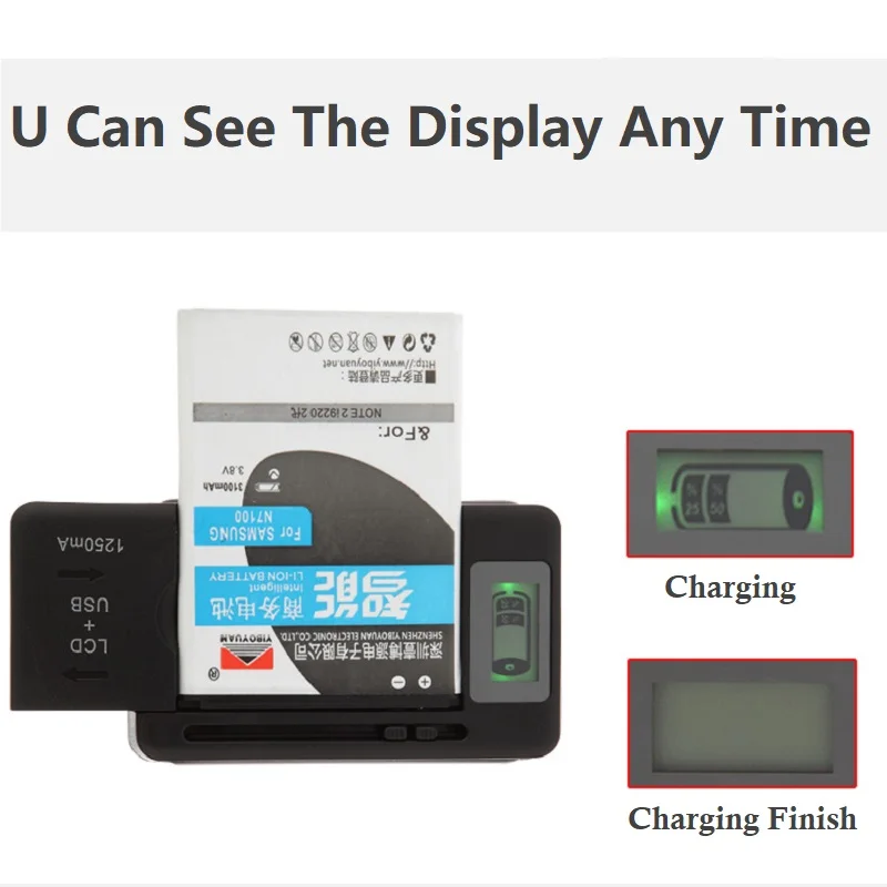 Universal Mobile Battery Charger EU US Plug LCD Indicator Screen USB-Port for Cell Phone Chargers Battery Charging thumbnail 6