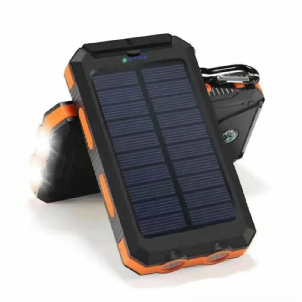 Solar Panel Dual USB Power Bank Case SOS Light Flashing Light Compass Bank Power Case External Box Mobile Phone Fast Charger thumbnail 5