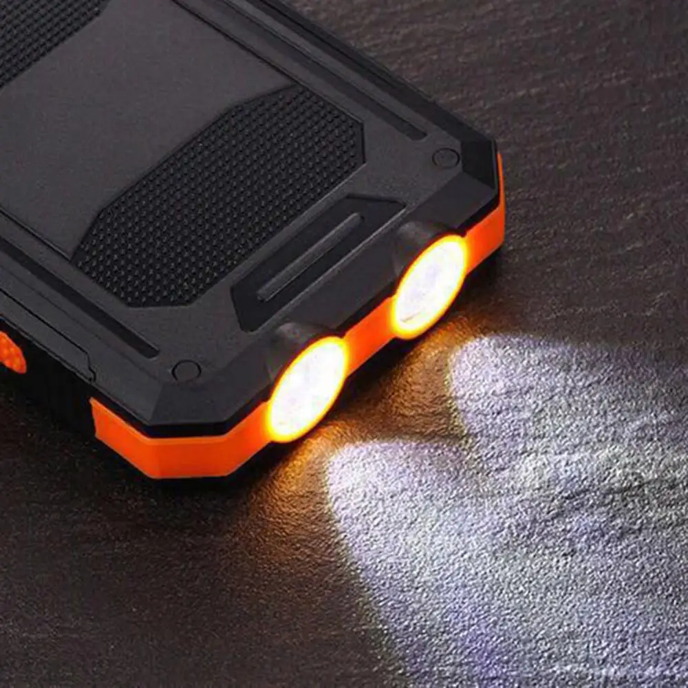Solar Panel Dual USB Power Bank Case SOS Light Flashing Light Compass Bank Power Case External Box Mobile Phone Fast Charger thumbnail 3
