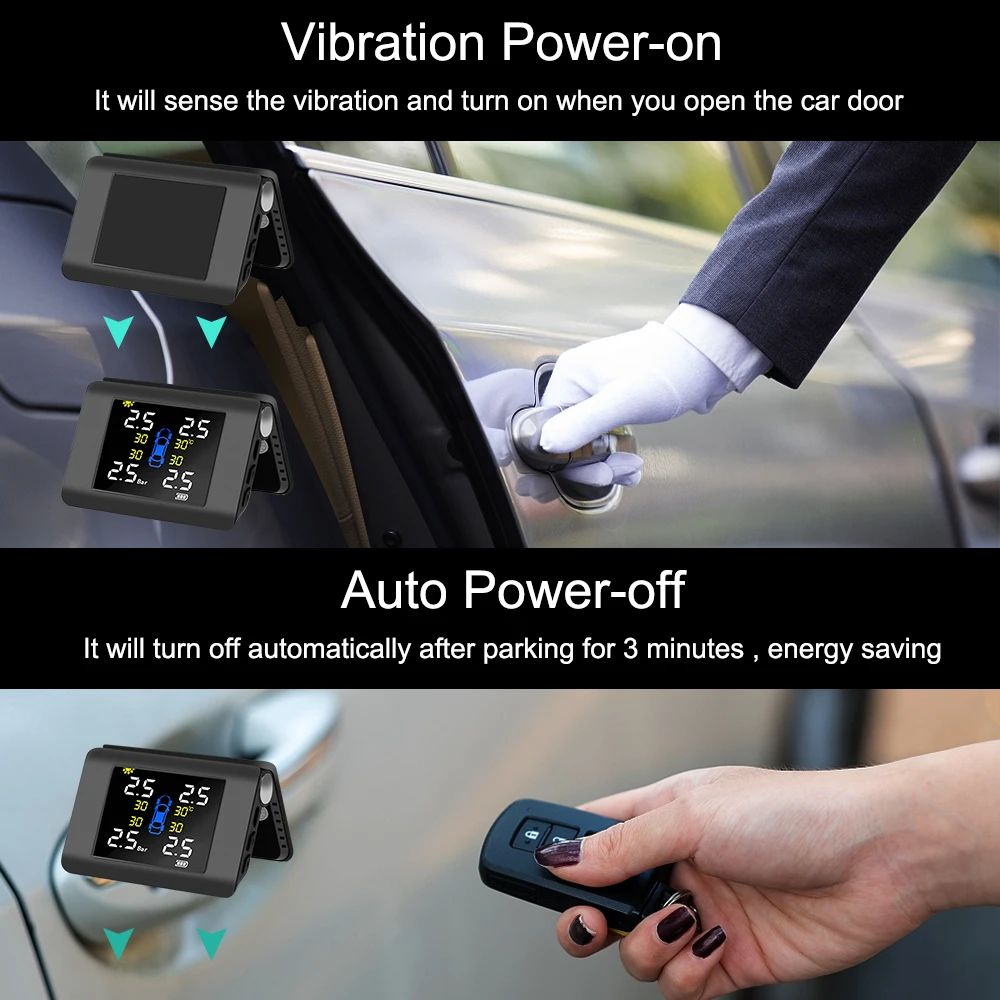 Foldable Monitor Solar TPMS Car Tire Pressure Monitoring System Tyre Diagnostic Tools Test Sensors Tester Automotive Accessories thumbnail 5